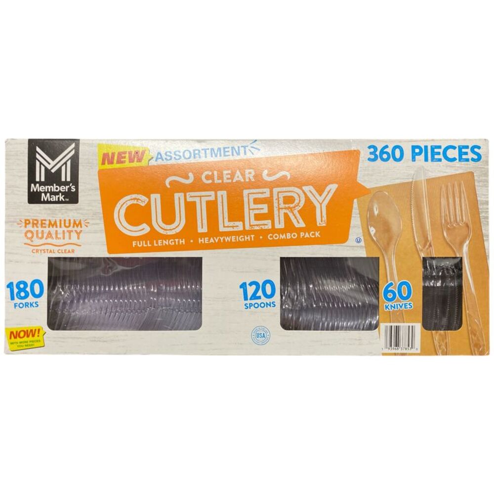 Member's Mark Clear Cutlery Combo Pack, Forks, Knives, Spoons 360 ct